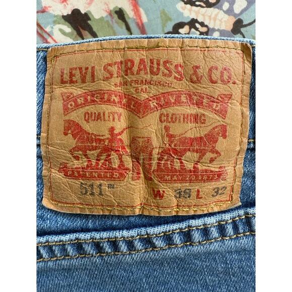 Levi’s 511 Slim Fit Distressed Jeans Men’s 38x32 Light Wash - Picture 5 of 8